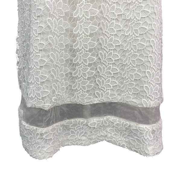 Alice + Olivia Irene Lace Dress XS Silk White Floral Guipure Collared Sleeveless - Picture 9 of 11